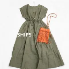 SHIPS シップス テレデランリネンロストワンピース オリーブ 34のサムネイル