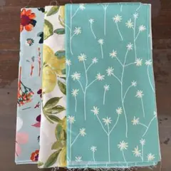 グリーン系フルーツ花柄プレミアムコットン 大判カットクロス