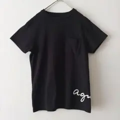 アニエス•ベー×アダムエロペ別注 ブラックカラーロゴプリントTシャツ Mサイズ