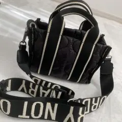 美品　ZARA ブラックテキストディテールナイロンミニトートバッグ