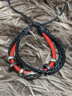 ONE PIECE 麦わらの一味 ルフィ ブレスレット 赤 黒