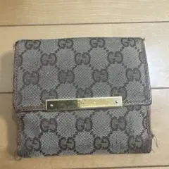 GUCCI GGパターン 二つ折り財布 ブラウン