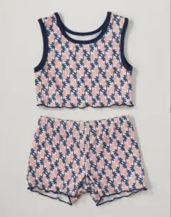 &mignon ベビー水着 花柄 タンクトップとショートパンツセット