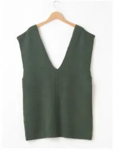 WILLFULLY　前後2way Vネックニットベスト　グリーン