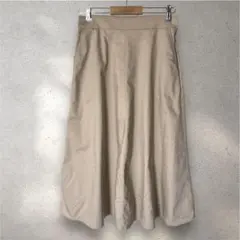 ユニクロ ストレッチコットンブレンドサーキュラースカート ベージュ L