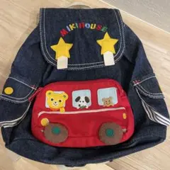 MIKI HOUSE デニムリュック バス型ポーチ付き