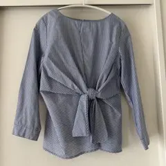 ストライプ柄 フロントリボン シャツ Mサイズ