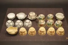 【即購入可】古い煎茶器18点まとめて／九谷／薩摩／骨董／古美術／工芸／古玩／茶道