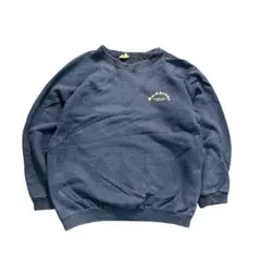 7AS1 90's プリント　ラグランスウェット　ネイビー　M 日本製　古着