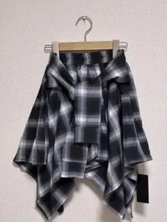 【新品未使用タグ付き】腰巻きシャツ風 アシンメトリー チェック柄 インパン付のサムネイル
