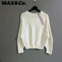 【a2678】MAX.Co 長袖ニット チャック付き ホワイト L ウール混