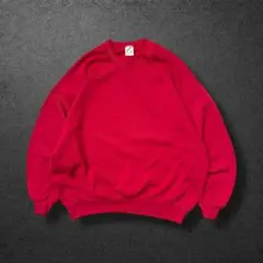 90s USA製ブランクスウェット 2XL丸胴無地ソリッドレッドvintage