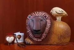 リサラーソン ライオンウイズバード＆ライオンキーホルダー 北欧 新品