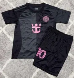 新作150cm黒インテルマイアミ メッシ サッカーユニフォーム キッズ