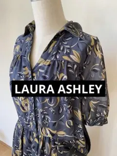 【美品】ローラアシュレイ　ボタニカル柄Aラインワンピース