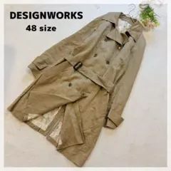 【デザインワークス】トレンチコート 48 ベージュ 日本製リネン混 通勤のサムネイル