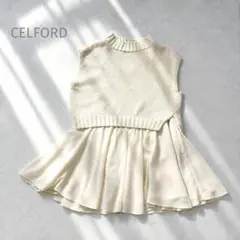 美品✨ CELFORDレイヤードコードヤーン ニットプルオーバー　アイボリーのサムネイル
