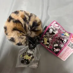 ヒョウ柄ファーキーホルダーポムポムプリン