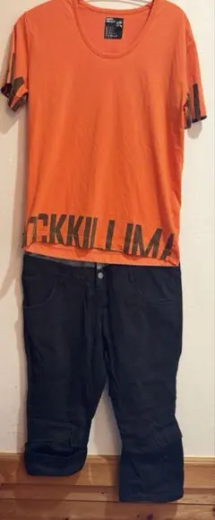 PPFM Y2K 2点セット 漢字タグ変形Tシャツ×グレンチェックパンツのサムネイル