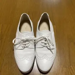 ホワイト 合皮　オックスフォードシューズ23.0cm