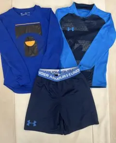 Under Armour 青 長袖シャツ　ハーフパンツ　セット　130 YSM