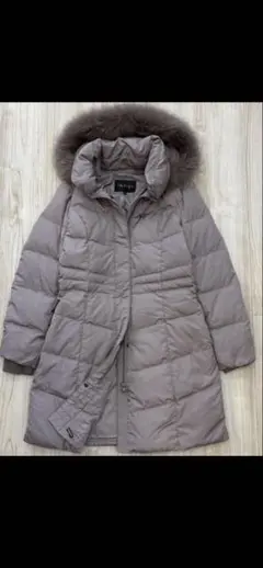 【美品】INDIVI ダウンコート グレー 36 フォックスファー Aライン 冬