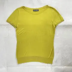 【O61】DOLCE&GABBANA　半袖ニットTシャツ　サイズ44　黄緑のサムネイル