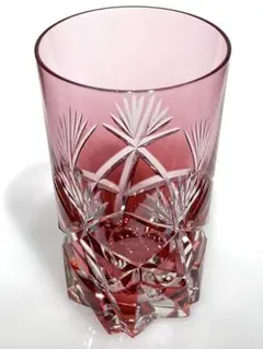 カガミクリスタル 江戸切子 色被せタンブラー 赤 ビアグラス ハイボールグラス