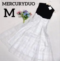 美品【MERCURYDUO】ニットドッキングワンピース　シアーチェック　タグ有M