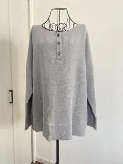 JEANASIS グレー ヘンリーネック 長袖Tシャツ