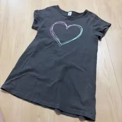 devirock グレー ハートプリント Tシャツ