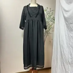 【タグ付未使用】 メルロープリュス ワンピース レース　刺繍　黒　ロング