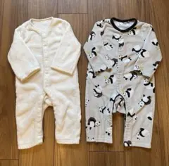 西松屋 パンダ 白　ロンパース　2点セット フリース素材 70-80