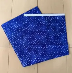 水玉模様の綿　生地 青