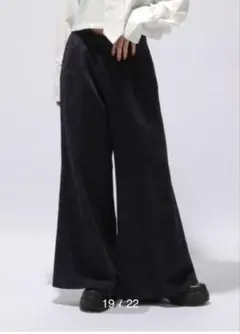 HARE ジャガードワイドフレアパンツ　ブラック