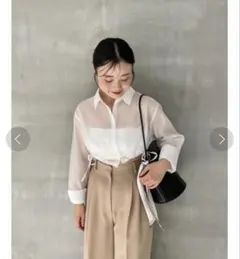 【試着のみ】スナイデル　シアーシャツ　ホワイト　SNIDELのサムネイル