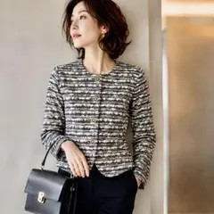 極美品✨Zibeline 東京イギン ラメツイード 金ボタンジャケット　9号