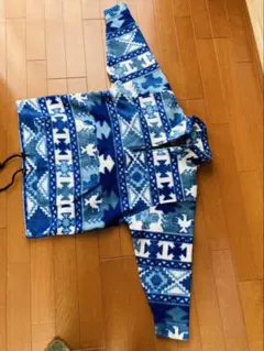 フリースジャケット 青系 幾何学模様 100cm~