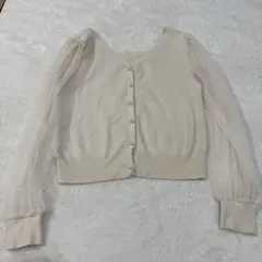 MIIA トップス　アイボリー Vネック シースルー袖 カーディガン