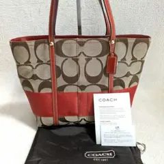 【極美品】コーチ COACH シグネチャー トートバッグ マルチカラー 赤系