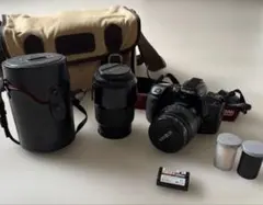 MINOLTA 一眼レフフィルムカメラ　α303si 望遠レンズ、フィルムセットのサムネイル