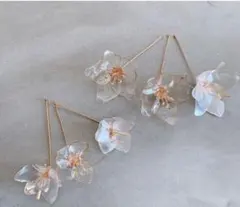 花デザイン ヘアピン 透明