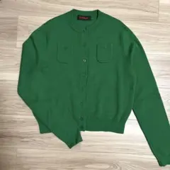 CABaN コットンカシミヤ　クルーネックカーディガン　グリーン