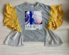 Rose Bud AMBIENT レース切り替え カットソー グレー×イエロー