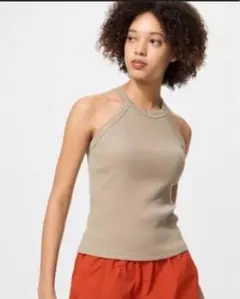 UNIQLO ホルターネック タンクトップ ベージュ Lサイズ