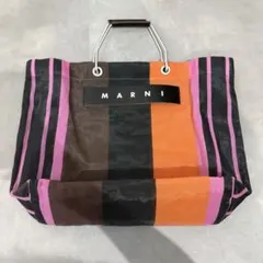 【最終値下げ】MARNI マルニ　フラワーカフェ　マルチストライプ　トートバッグのサムネイル