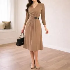 EGERIE エジェリ カシュクール 無地 ワンピース ベージュ T2