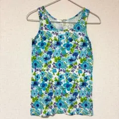 HERE'S✨良品　タンクトップ　花柄　コットン混　薄手　涼しげ　アウトドア　夏のサムネイル