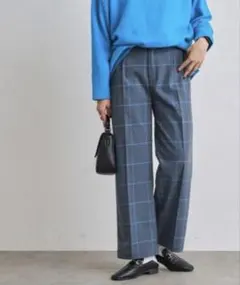 coen 両面起毛チェックワイドパンツ