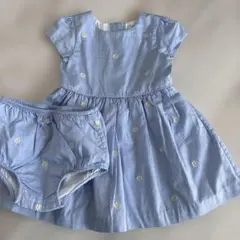 新品未使用　ラルフローレン　水色 花柄刺繍 ワンピースとパンツセット　12m